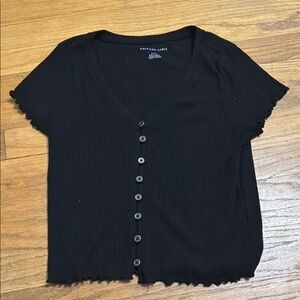 American Eagle Outfitters Black Button-Up Women's Top